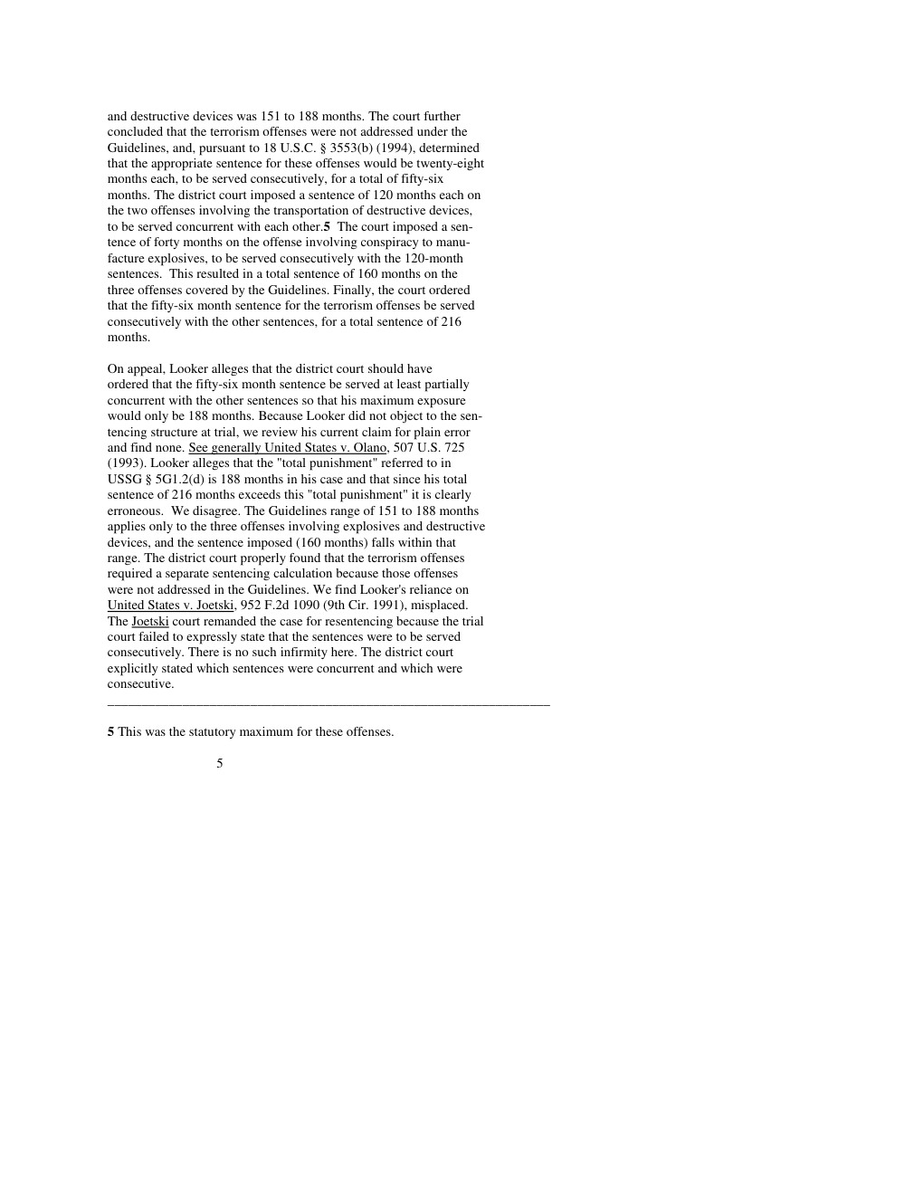 The appellate opinion explains the 216-month sentence