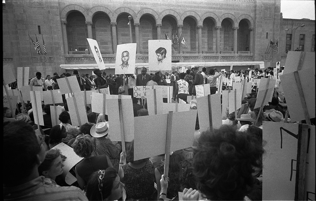 Mississippi Freedom Democratic Party supporters outside the Democratic National Convention, 24 August 1964